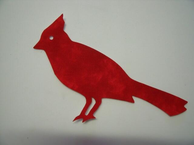 Cardinal  Laser Cut Appliques (Color: Tonal - Red, Size: with FUSIBLE - 4”H, Direction: Facing right)