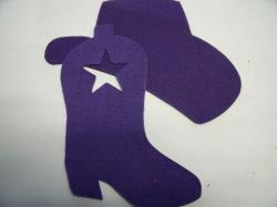 Cowboy Hat & Boot Laser Cut Appliques (Size: 6"H, Color: Purple  , Direction: Facing left)