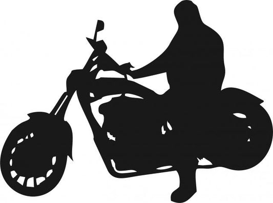 Motorcycle with Rider Silhouette Laser Cut Appliques (Size: with FUSIBLE - 8"W, Direction: facing left)