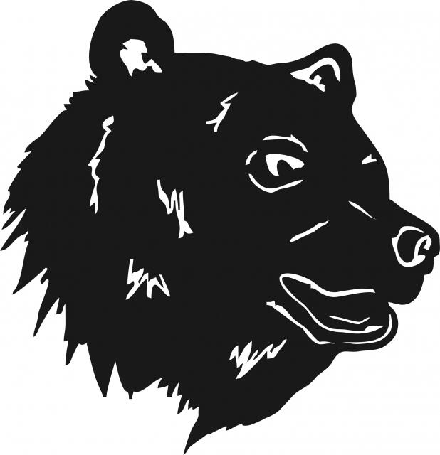 Bear Head Laser Cut Appliques (Size: with FUSIBLE - 9"H, Direction: facing right)
