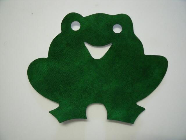 Frog 'Happy' Laser Cut Appliques (Size: with FUSIBLE - 5"W, Color: Tonal - Evergreen)