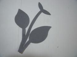 Flower Stem w/Leaf Small Laser Cut Appliques (Size: 4.5"H, Color: Gray)