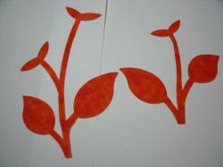 Flower Stem w/Leaf Laser Cut Applique Sets (Size: set, Color: Tonal - Orange )