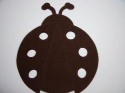 Ladybug Laser Cut Appliques (Size: with FUSIBLE - 4"H, Color: Brown )
