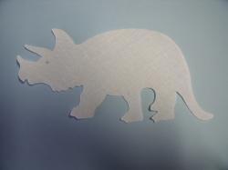 Dinosaur - Triceratops Laser Cut Appliques (Size: with FUSIBLE - 5"W, Color: White  , Direction: Facing left)