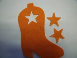 Cowboy Boot Laser Cut Appliques (Size: 5"H, Color: Orange  , Direction: Facing left)