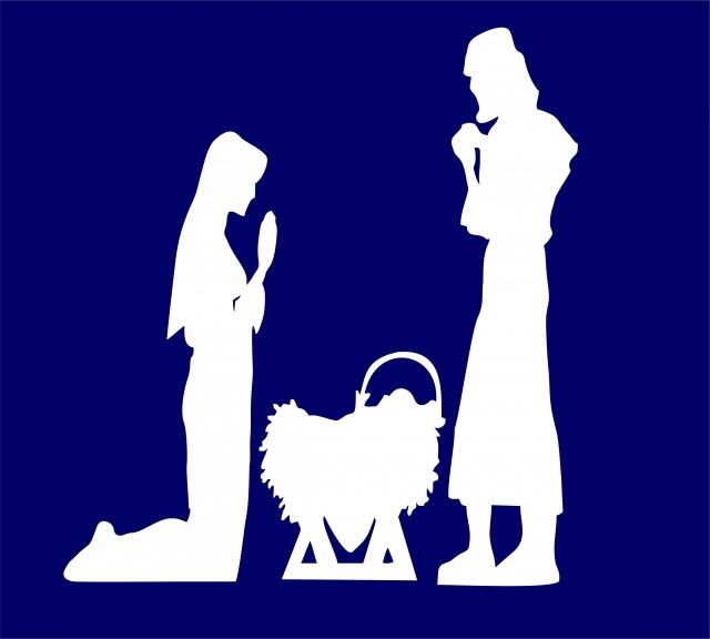 Nativity - Manger Scene Laser Cut Appliques (Size: with FUSIBLE - 10"H, Color: White)