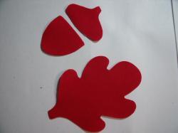 Acorn & Leaf Set Laser Cut Appliques (Size: 6"H, Color: Red  )