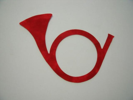 Christmas Horn Laser Cut Appliques (Size: 5"W, Color: Tonal - Red, Direction: Facing left)