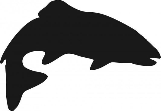 Fish - Trout Silhouette Laser Cut Appliques (Size: with FUSIBLE - 8"W, Direction: jumping right)