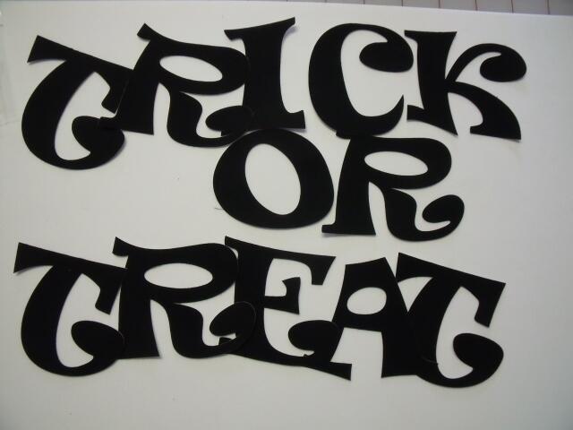 TRICK OR TREAT Letters Ravie Design Laser Cut Appliques (Size: with FUSIBLE - 3"H, Color: Black )