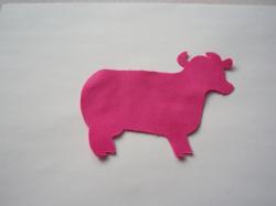Cow Laser Cut Appliques (Size: with FUSIBLE - 5"W, Color: Hot Pink  , Direction: Facing right)