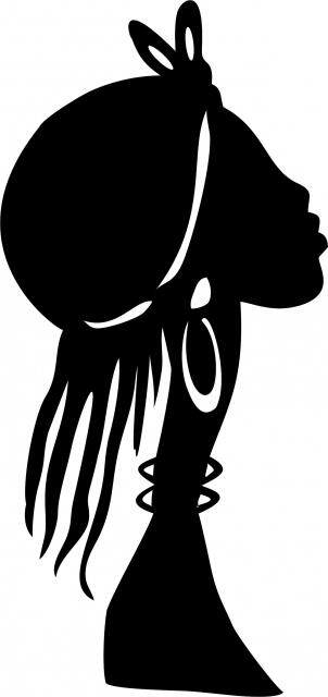 African Woman - Farai Silhouette Laser  Cut Appliques (Size: with FUSIBLE -  9"H, Direction: facing right)