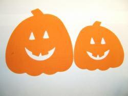 Halloween Jack O' Lantern Lg & Sm Set Laser Cut Appliques (Size: with FUSIBLE - Lge & Sm, Color: Orange )