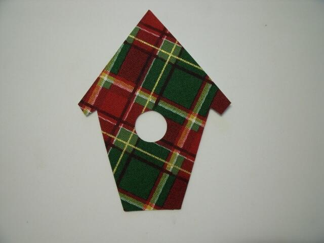 Christmas Birdhouse Laser Cut Appliques (Size: 6"H, Color: Red & Green Plaid)