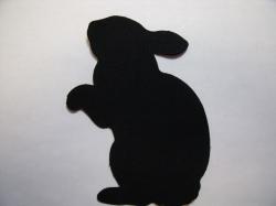 Easter Rabbit Laser Cut Appliques (Size: with FUSIBLE - 5"H, Color: Black , Direction: Facing right)