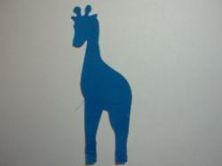 Giraffe Laser Cut Appliques (Size: with FUSIBLE - 4"H	, Color: Blue , Direction: Facing left)