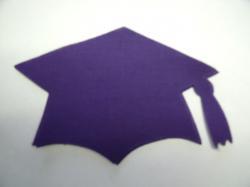 Graduation Cap - colors Laser Cut Appliques (Size: with FUSIBLE - 5"W, Color: Purple )