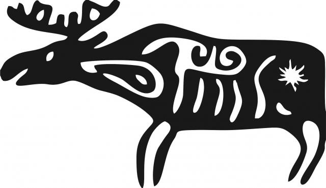 Deer Symbol Silhouette Laser Cut Appliques (Size: with FUSIBLE -9"W, Direction: facing left)