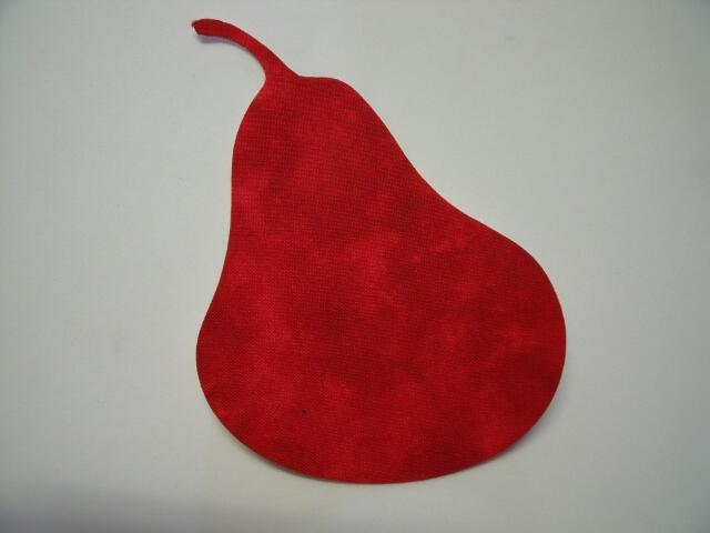 Christmas Pear Laser Cut Appliques (Size: with FUSIBLE - 6"H, Color: Tonal - Red)