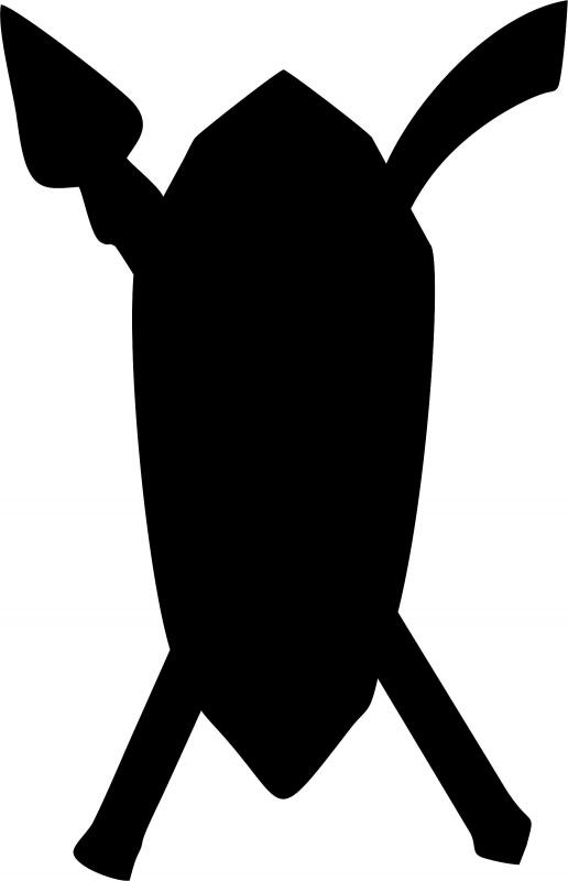 Shield w/Spear & Club Laser Cut Silhouette  (Size: with FUSIBLE - 10"W)