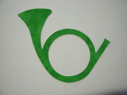 Christmas Horn Laser Cut Appliques (Size: 5"W, Color: Tonal - Green, Direction: Facing right)