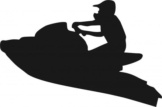 Jet Skier Silhouette Laser Cut Appliques (Size: 9"H, Direction: facing left)