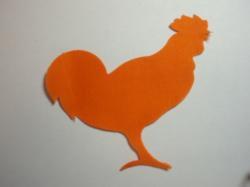 Rooster Die Cut Appliques (Size: with FUSIBLE - 6"W, Color: Orange , Direction: Facing right)