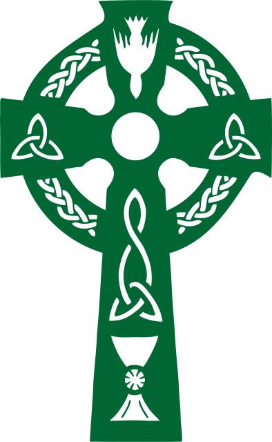 Cross #1 Silhouette Laser Cut Appliques (Size: with FUSIBLE - 10"H, Color: Dark Green   )