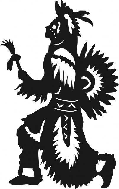 Native American Dancing Silhouette Laser Cut Appliques (Size: 10"H, Direction: facing left)