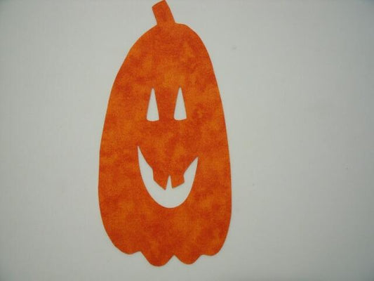 Jack O' Lantern Tall Laser Cut Appliques (Size: with FUSIBLE - 4"H, Color: Tonal - Orange )