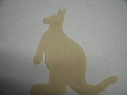 Kangaroo Laser Cut Appliques (Size: with FUSIBLE - 6"H, Color: Tan/Beige , Direction: Facing right)