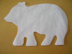 Bear Laser Cut Appliques  (Size: with FUSIBLE - 6"W, Color: White , Direction: Facing right)