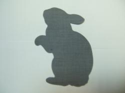 Easter Rabbit Laser Cut Appliques (Size: with FUSIBLE - 4"H	, Color: Gray , Direction: Facing right)