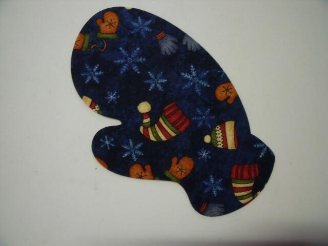Christmas Mitten Laser Cut Appliques (Size: with FUSIBLE - 6"H, Color: Blue Hats & Mittens, Direction: Facing right)
