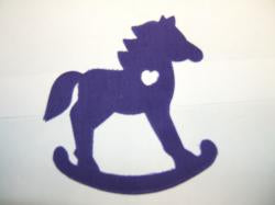 Rocking Horse Laser Cut Appliques (Size & Pricing: 4"H, Color: Purple  , Direction: Facing right)