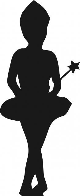 Ballerina Princess Silhouette Die Cut Appliques (Size: with FUSIBLE - 10"H, Color: Black)