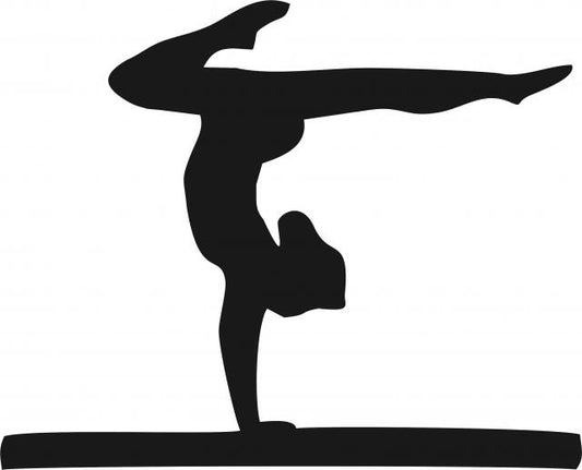 Gymnast on Balance Beam Silhouette Laser Cut Appliques (Size: with FUSIBLE - 8"W, Direction: facing right)