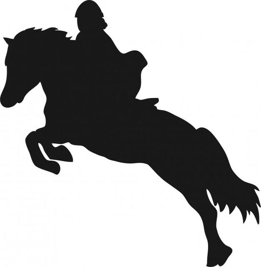 Equestrian Jumper Silhouette Laser Cut Appliques (Size: with FUSIBLE - 8"H, Direction: facing left)