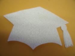 Graduation Cap - colors Laser Cut Appliques (Size: 5"W, Color: Floral - White  )