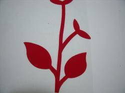 Flower Stem w/Leaf Large Laser Cut Appliques (Size: with FUSIBLE - , Color: Red )