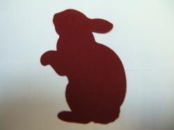 Easter Rabbit Laser Cut Appliques (Size: with FUSIBLE - 4"H	, Color: Red , Direction: Facing left)