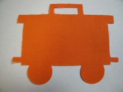 Train Caboose Laser Cut Appliques (Size: with FUSIBLE - 6"H, Color: Orange )