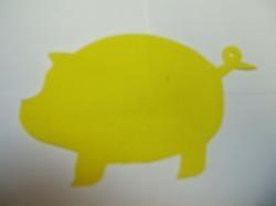 Pig Laser Cut Appliques (Size: with FUSIBLE - 5"W, Color: Yellow  , Direction: Facing left)