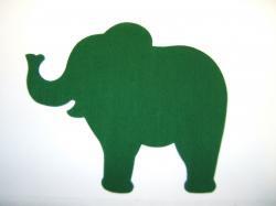 Elephant Laser Cut Appliques (Size: 6"W, Color: Green  , Directon: Facing left)