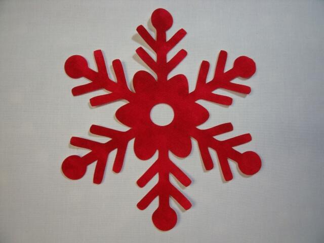 Snowflake Design #4 Laser Cut Appliques (Color: Tonal - Red, Size: with FUSIBLE - 6")