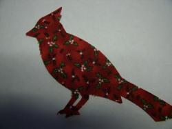Christmas Cardinal  Laser Cut Appliques (Size: WITH Backing - 4"H, Color: Dark Red Holly, Direction: Facing left)