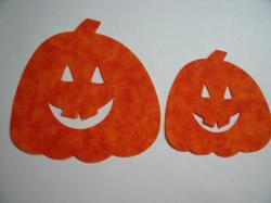 Halloween Jack O' Lantern Lg & Sm Set Laser Cut Appliques (Size: Lge & Sm, Color: Orange Tonal)