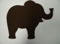 Elephant Laser Cut Appliques (Size: with FUSIBLE - 5"W, Color: Brown , Directon: Facing left)