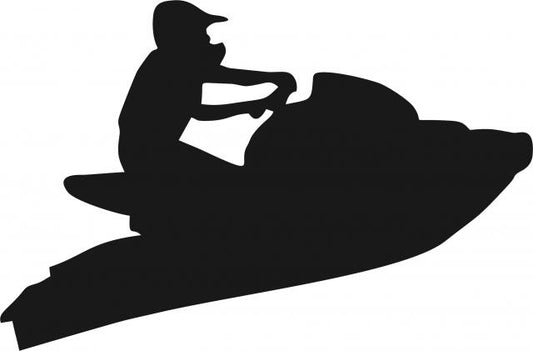 Jet Skier Silhouette Laser Cut Appliques (Size: 10"H, Direction: facing right)
